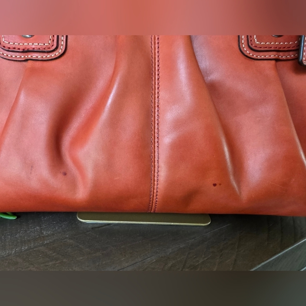 Coach Soho Y2K Pleated Leather Shoulder Bag Large Tote Burnt Orange - Picture 3 of 16